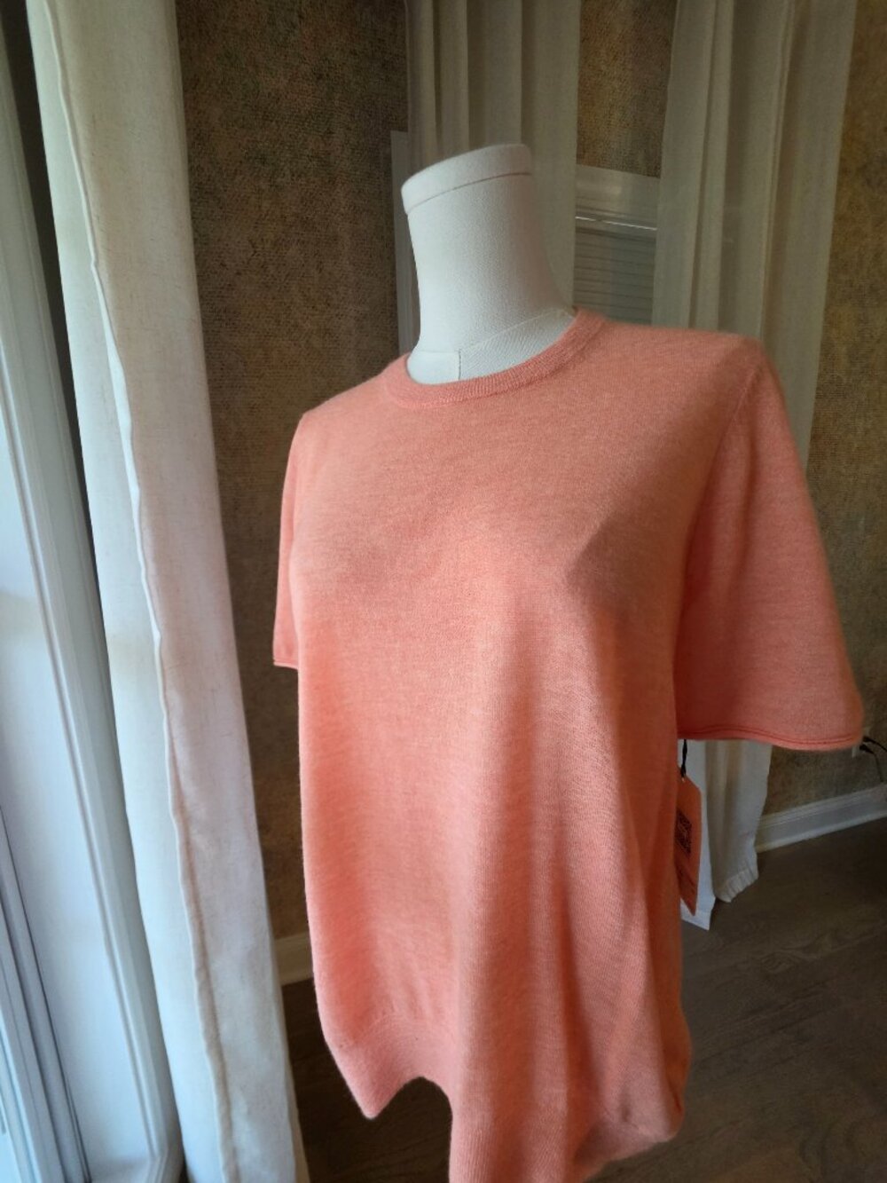 Zadig & Voltaire Ida CP Cashmere Short-Sleeve Sweater – Coral / peach XS NWT